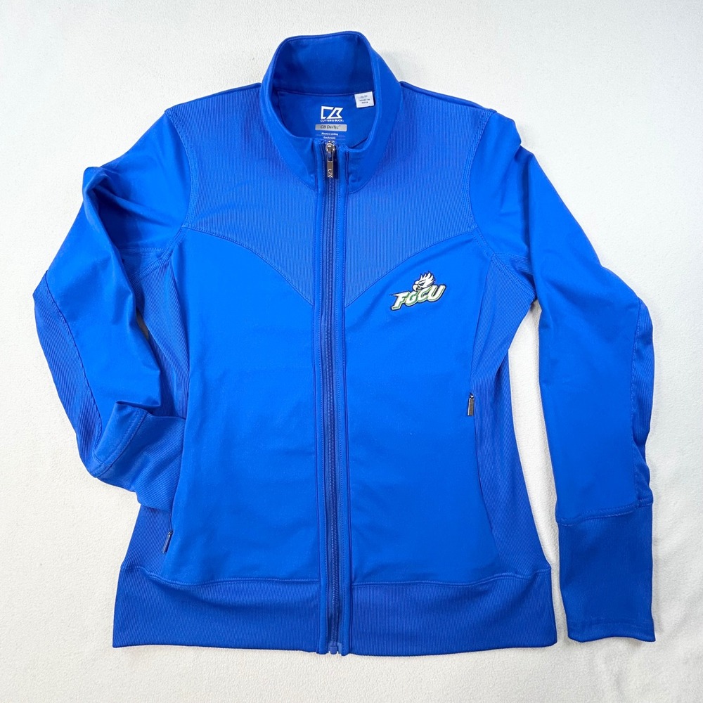 FGCU EAGLES Jacket Womens Small Blue Full Zip CUTTER & BUCK DryTec Mock Neck